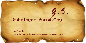 Gehringer Versény névjegykártya